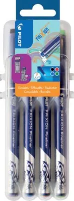 Zdjęcie produktu dla Pilot FriXion Fineliner, Czarny, Niebieski, Zielony, Czerwony, Drobny, Niebieski, Srebrny, Okrągły, 1,3 mm, 0,45 mm