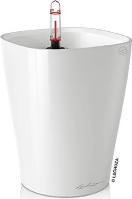 Produktbild von LECHUZA-Pflanzgefäß Mini-DELTINI Premium Weiß | Tischgefäß mit Bewässerungssystem | Hochglanz-Oberfläche | 10 x 10 x 13 cm | 14950
