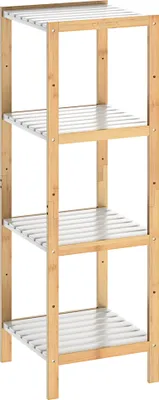 Immagine prodotto di Casaria Scaffale da Bagno & Cucina 4 Ripiani Bambù Mobile a Colonna Portaspezie Scarpiera