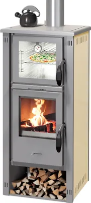 Produktbild von EEK A+ Kaminofen mit Backfach Pella SG Metall creme