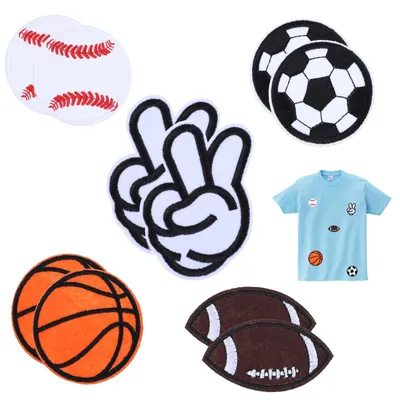 10 Aufbügelpatches Sportlogos für Jacken, Jeans, Rucksäcke
