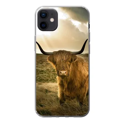 Produktbild von MuchoWow® Handyhülle Schutzhülle Hülle für iPhone 12 mini Schottischer Hochländer - Sonne - Tiere Silikon Softcase Handy Hülle - Bild