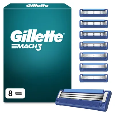 Produktbild von Gillette Mach 3 Turbo Klingen Herren, 8 Original Rasierklingen, Blau
