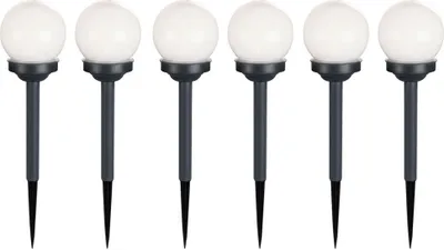 Produktbild von 6er Set LED Solar Steckleuchten, Kugel, Erdspieß, H 39 cm