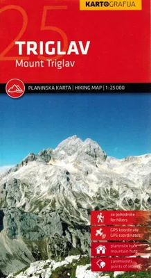 Image de Triglav 1:25 000. Carte touristique. Publiée en 2024. Kartografija