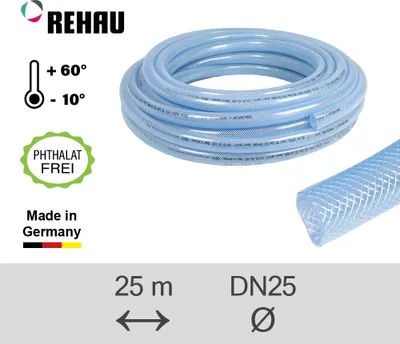 Produktbild von Rehau PVC-Schlauch Raufilam-E Innendurchmesser 25mm Länge 25m DIN53505 max. 8bar glasklar / flexibel - 10286511001
