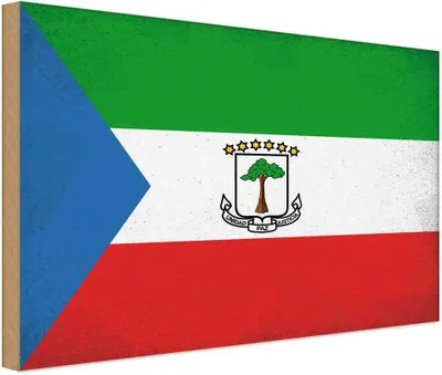 Produktbild von vianmo Holzschild 30x40 cm Äquatorialguinea Flagge Fahne Wappen