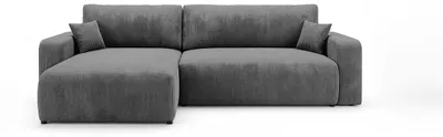 Produktbild von CORNERO Ecksofa mit schlaffunktion BERLIN links dunkelgrau Cord Poso 60 - Schlaffunktion, Bettkasten