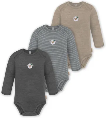 Produktbild von normani 3er Pack Baby Merino Body Langarm