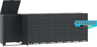 Produktbild von Mülltonnenbox GORILO für 5 Tonnen Anthrazit 345x79x117 cm Stahl | Mülltonnenverkleidung 5er Mülltonnenhaus