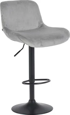 Produktbild von CLP Barhocker Solon Schwarz höhenverstellbar und drehbar mit Rückenlehne grau Material Samt