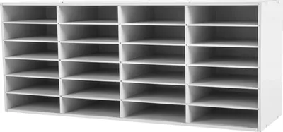 Obrázek produktu pro Schránka do třídy – třídič pošty s 24 přihrádkami – organizér na papíry – z PVC – pro kancelář, školu, knihovnu – bílá