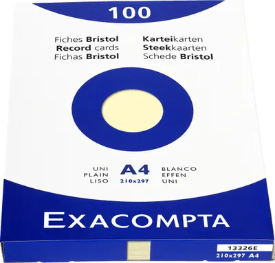 Produktbild von Exacompta Karteikarten A4 blanko, Faltschachtel mit 100 Stück - Gelb - 13326E