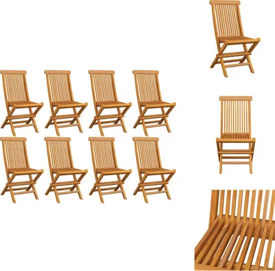 Image de vidaXL Chaises de jardin pliantes 8 pcs. Teck massif - Chaises de jardin