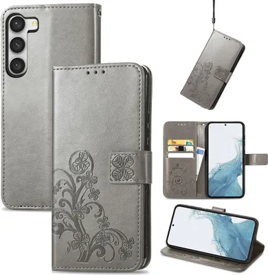 Produktbild von König Design Hülle kompatibel mit Samsung Galaxy S23 Kunstleder Handyhülle - Handy Case Grau