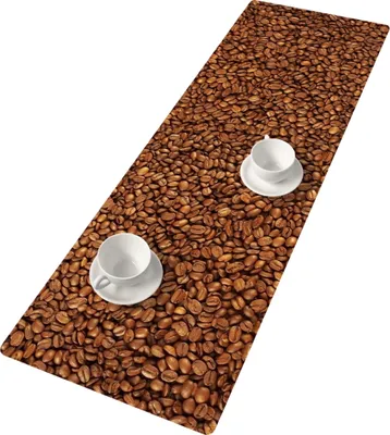 Obrázek produktu pro BERTONI Plstěný běhoun na stůl, ubrus se vzorem lavice stolní dekorace KÁVA - 95 cm x 33 cm