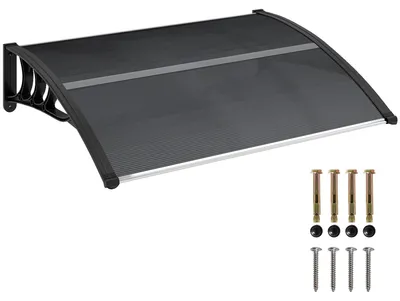 Obrázek produktu pro Stříška nad vchod a okno - polykarbonát - 100 x 75 x 23 cm - černá