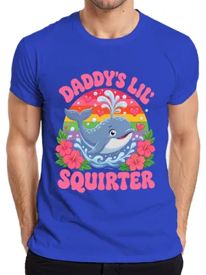Productafbeelding van "Papa's Kleine Spuit" - Regenboog-print, sarcastisch heren T-shirt, blauw, maat 3XL