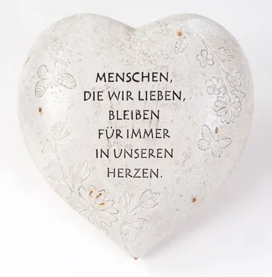 Produktbild von Spruchstein Herz 18x16cm Grabschmuck Gedenkstein Grabdeko Dekoherz Gartendeko, Variante:In unseren Herzen