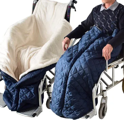 Produktbild von Polar Fleece Rollstuhldecke, wasserdicht und gemütlich mit Reißverschluss, für Rollstühle und Mobilitätsroller, blau