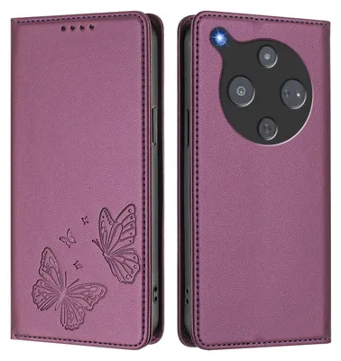 Obrázek produktu pro Kožené pouzdro pro ZTE nubia P9 Pro, motýlí ražbou, peněženkové flip pouzdro se stojánkem Fialová