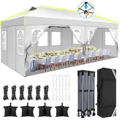 Productafbeelding van Pop-up Partytent - Zomertent - Vouwtent - Canopy - Tuinpaviljoen - 3x6m Met 6 Afneembare Zijwanden
