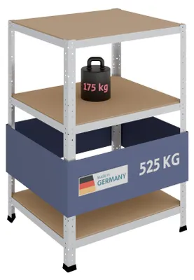 Productafbeelding van Stellingkast - Metaal verzinkt - 100 x 70 x 60 cm - 3 planken - 175 kg per plank