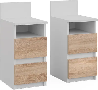 Produktbild von Vicco Noční stolek Monty, 25 x 59.1 cm Sada 2 kusů, Bílá/Sonoma