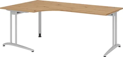 Produktbild von bümö Schreibtisch Serie-B - Nachbildung: Asteiche, Größe: Eckschreibtisch 200 x 120 cm