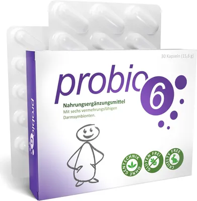 Produktbild von APOmia® probio6 Kapseln | 6 Bakterienkulturen | 28,5 Mrd. KBE | Ohne Inulin | 30 Kapseln Monatsversorgung | GMP | Germany