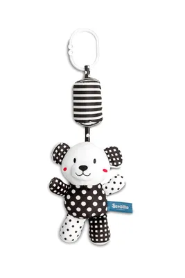 Produktbild von Schwarz-weißer Teddybär-Kinderwagenanhänger mit Glöckchen, Sensillo