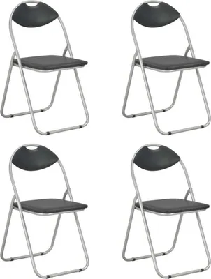 Productafbeelding van vidaXL Opklapbare eetkamerstoelen, 4 stuks, zwart, kunstleer - Stoel - Stoelen - Opklapbare stoel - Opklapbare stoelen