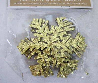 Produktbild von Baum- und Strauchschmuck 4-er Set Glitterschneeflocke Gold ca. 6x7x0,3cm