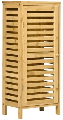Immagine prodotto di Mobiletto da bagno in bambù – Armadietto stretto per ripostiglio | Colore: legno naturale | Dimensioni: 19,9 x 30 x 70 cm