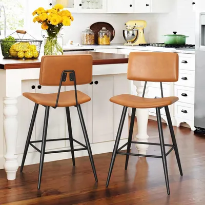 Productafbeelding van Barstoelen, set van 2, met voetsteun, in hoogte verstelbaar, whiskybruin, zithoogte 63 cm