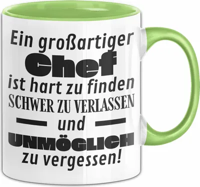 Produktbild von Chef Abschied Geschenk Tasse Abschiedsgeschenk für Chef Hart Zu Finden Schwer Zu Verlassen (Grün)