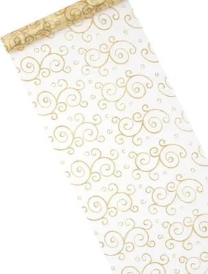 Obrázek produktu pro Organza ubrus Gold Glitzer Arabesken 28 cm x 5 m - jednotná velikost