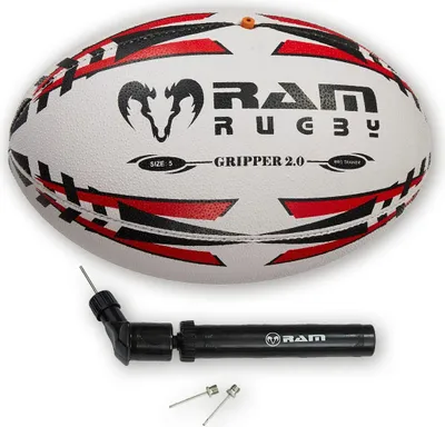Produktbild von Gripper Pro 2.0 Trainings-Rugbyball – Größe 5 – Rot – 3D Grip – Inklusive Minipumpe