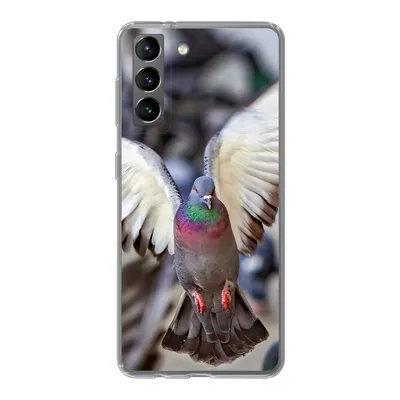 Produktbild von MuchoWow® Handyhülle Schutzhülle Hülle für Samsung Galaxy S21 Nahaufnahme einer fliegenden Taube Silikon Softcase Handy Hülle - Softcase