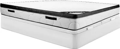 Produktbild von Set 180 x 200 cm Rahmen mit Box weiß + 30 cm dicke Schaumstoffmatratze - SOLAK by YSMÉE