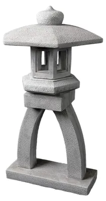 Produktbild von Japanische Steinlaterne Kotoji-Yukimi aus Steinguss, Grau, Frostsicher für den Außenbereich, Höhe 75 cm, Gewicht 36 kg