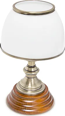 Obrázek produktu pro Relaxdays Stolní lampa ze dřeva ve stylu art nouveau se skleněným stínidlem, bílá, v mosazném provedení 10018911