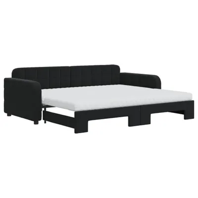 Immagine prodotto di Divano Letto Estraibile con Materassi Nero 90x200 cm Velluto