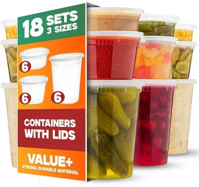 Image de Petites boîtes en plastique avec couvercle, adaptées au micro-ondes, lot de 16, hermétiques