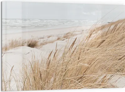 Produktbild von DEQORI Küchenrückwand Glas 60x40 cm 'Winterstrand Stille' Spritzschutz Bad Rückwand Küche
