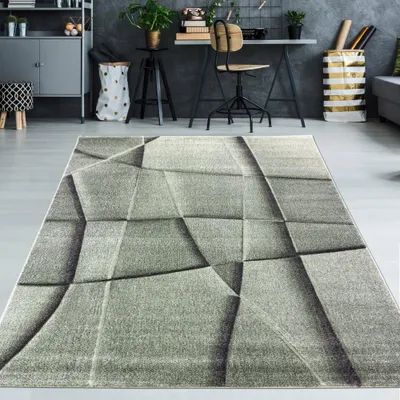 Produktbild von Teppich grün mit geometrischem Muster – pflegeleicht & stilvoll für moderne Wohnräume Größe - 80 x 150 cm