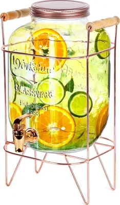 Obrázok produktu pre Sklenené nápoje, veľká sklenená nádoba s výčapným kohútikom a stojanom, 5,5 l