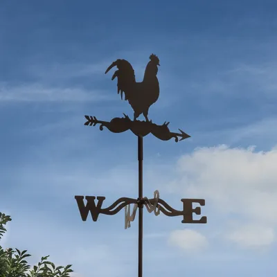 Produktbild von Wetterhahn, Wetterfahne mit Erdspieß und Wandbügel, Windspiel für Wand und Boden
