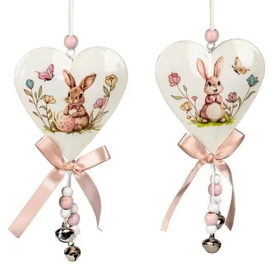 Produktbild von Formano Osterhänger Herz mit Hase, 15 cm, 2er Set, Fensterdeko