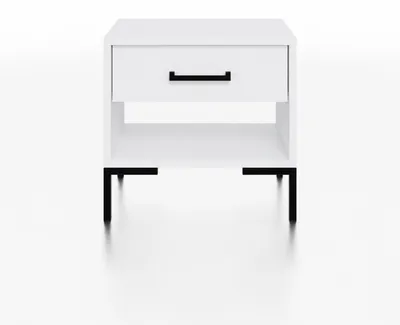 Zdjęcie produktu dla Szafka nocna z szufladą i półką SIMPLE – Biała | 52x55x40 cm